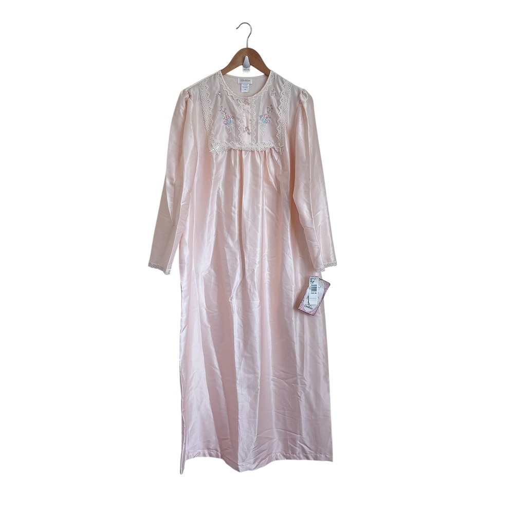 Barbizon Cuddleskin Vintage 1970s Shana Nightgown Size S‎ Peach Embroidered Lace